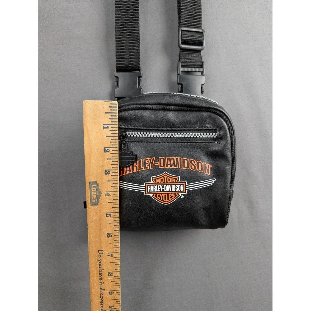 Harley Davidson Black Faux Leather CD Case Crossbody Bag Biker Moto Logo